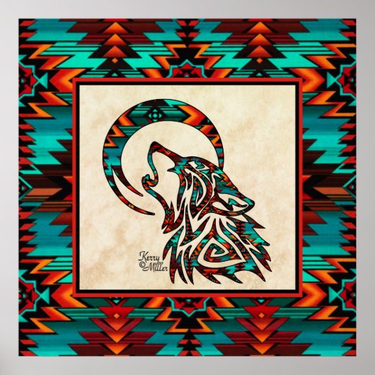 Southwest Tribal Wolf Poster (Vorne)