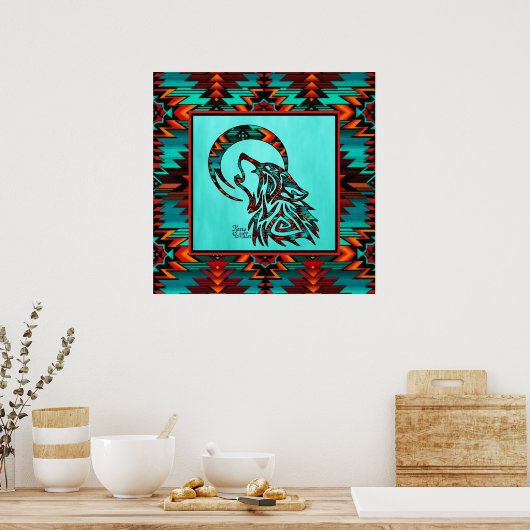 Southwest Tribal Wolf Poster (Küche)