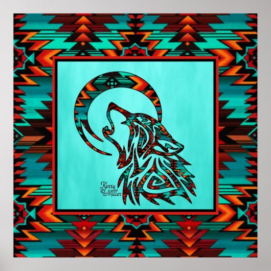 Southwest Tribal Wolf Poster (Vorne)