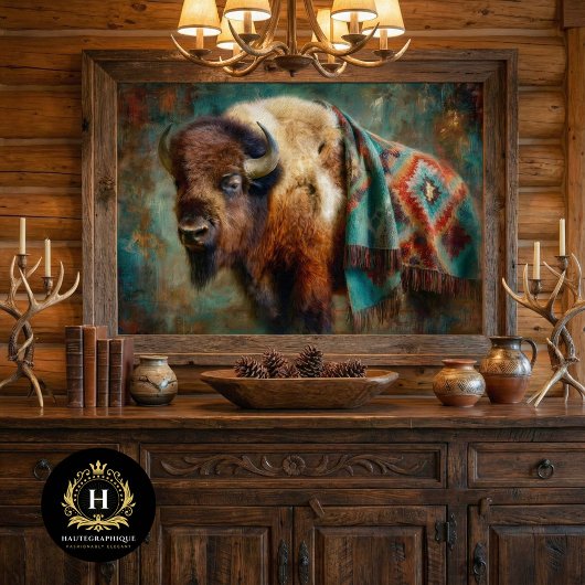 Southwest Turquoise Bison Portrait Seidenpapier