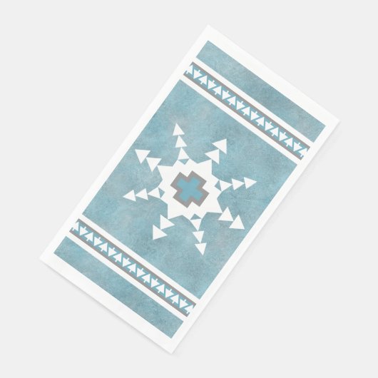 Southwest Winter Geometric Snowflake & Pine Trees Serviette (Ecke)