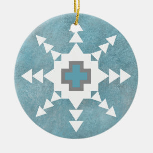 Southwest Winter Snowflake Keramik Ornament