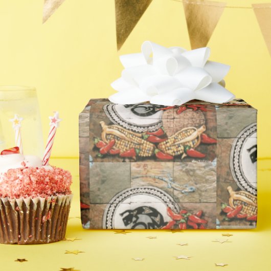 Southwest Wrapping Paper Lizard Indian Basket Corn Geschenkpapier (Geburtstagsparty)