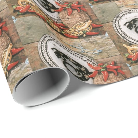 Southwest Wrapping Paper Lizard Indian Basket Corn Geschenkpapier (Rolleneckpunkt)