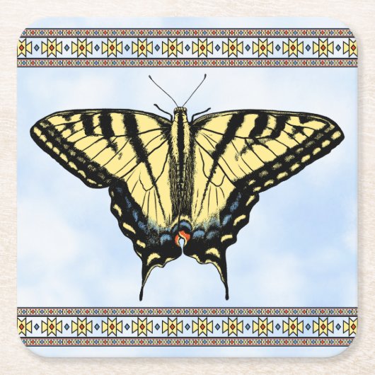 Southwest Yellow Swallowtail Butterfly Blue Sky Rechteckiger Pappuntersetzer (Vorderseite)