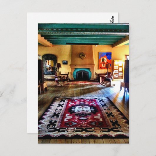 Southwestern Adobe Fireplace Hard Wood Floor Postkarte (Vorne/Hinten)
