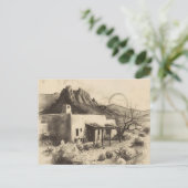 Southwestern Adobe House with Desert Landscape  Postkarte (Stehend Vorderseite)