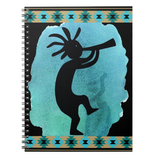 Southwestern Aquamarin Journal Kokopelli Notizblock (Vorderseite)