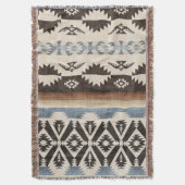 Southwestern Aztec Geometric Pattern in Black Decke (Vorderseite Vertikal)