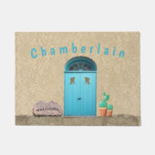 Southwestern Blue Doors Kokopelli Cactus Custom Fußmatte (Vorderseite)