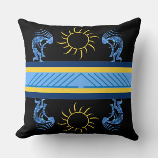 Southwestern Blue Kokopelli Throw Pillow Kissen
