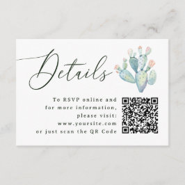 Southwestern Cactus Wedding Details + QR | Website Begleitkarte