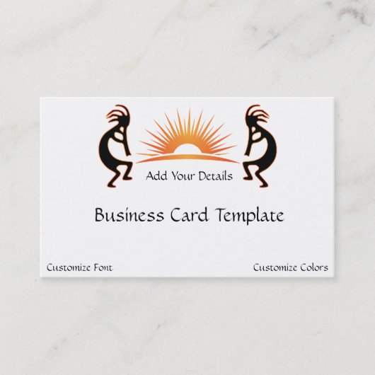 Southwestern Colorful Logo Kokopelli Business Card Visitenkarte (Vorderseite)