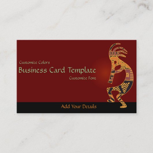 Southwestern Colorful Logo Kokopelli Business Card Visitenkarte (Vorderseite)