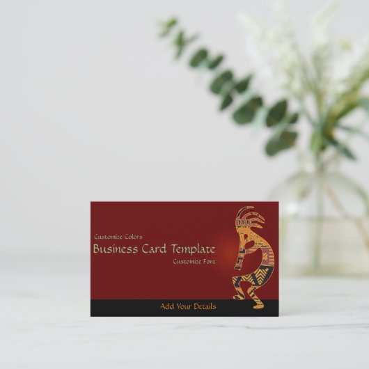 Southwestern Colorful Logo Kokopelli Business Card Visitenkarte (Stehend Vorderseite)