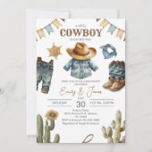 Southwestern Cowboy Babydusche Einladung (Vorderseite)