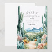 Southwestern Desert Cactus Wedding Einladung (Vorne/Hinten)