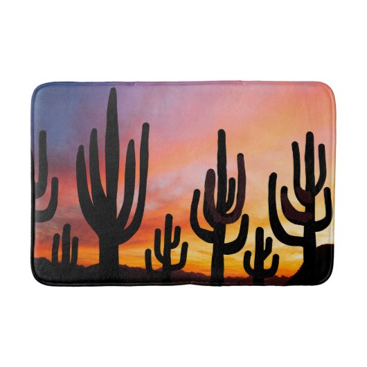 Southwestern Desert Landscape Cactus Sunrise Image Badematte (Vorderseite)