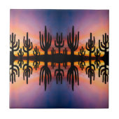 Southwestern Desert Landscape Cactus Sunrise Image Fliese (Vorderseite)