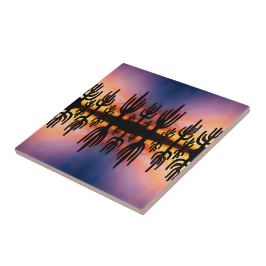 Southwestern Desert Landscape Cactus Sunrise Image Fliese (Seite)