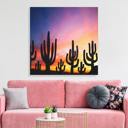 Southwestern Desert Landscape Cactus Sunrise Image Leinwanddruck (Insitu (Wohnzimmer))