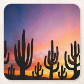 Southwestern Desert Landscape Cactus Sunrise Image Rechteckiger Pappuntersetzer (Vorderseite)