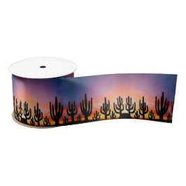 Southwestern Desert Landscape Cactus Sunrise Image Satinband