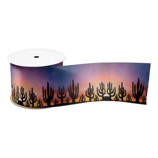 Southwestern Desert Landscape Cactus Sunrise Image Satinband (Spule)