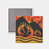 Southwestern Design Kokopelli Wüste Sunset Magnet (Vorderseite/Rückseite)