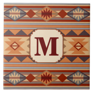 Southwestern Design Tan Monogram Fliese