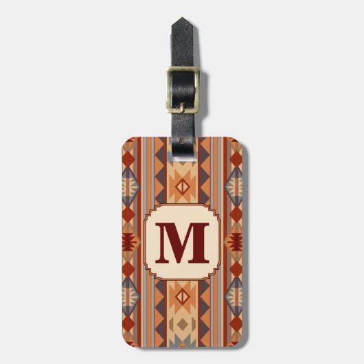 Southwestern Design Tan Monogram Gepäckanhänger (Vorderseite vertikal)