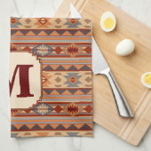 Southwestern Design Tan Monogram Geschirrtuch (Viertel Falte)