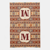 Southwestern Design Tan Monogram Geschirrtuch (Vertikal)
