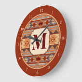 Southwestern Design Tan Monogram Große Wanduhr (Winkel)