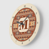 Southwestern Design Tan Monogram Große Wanduhr (Winkel)