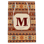 Southwestern Design Tan Monogram Mittlere Geschenktüte (Vorderseite)