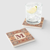 Southwestern Design Tan Monogram Steinuntersetzer (Seitenansicht)