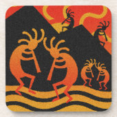 Southwestern Design Wüste Sunset Kokopelli Untersetzer (Vorderseite)