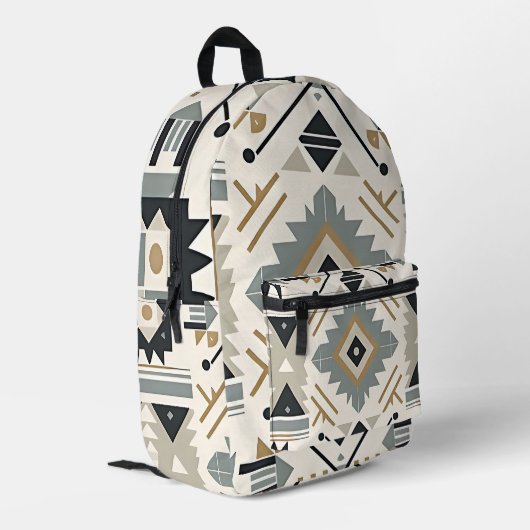 Southwestern Diamond Tribal Geometric Backpack Bedruckter Rucksack (Rückseitige Ecke links)