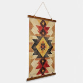 Southwestern Geometric Aztec Pattern Rust Red Gold Wandteppich Mit Holzrahmen (Gewinkelt)