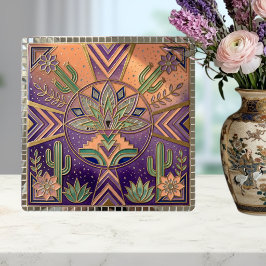 Southwestern Geometric Floral Cactus Desert Fliese