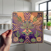 Southwestern Geometric Floral Cactus Desert Fliese