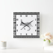 Southwestern Jackrabbit and Geometric Patterns Squ Quadratische Wanduhr (Zuhause)