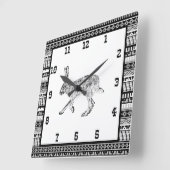 Southwestern Jackrabbit and Geometric Patterns Squ Quadratische Wanduhr (Winkel)