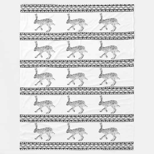 Southwestern Jackrabbit Black and White Geometric Fleecedecke (Vorderseite)
