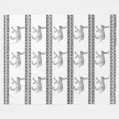 Southwestern Jackrabbit Black and White Geometric Fleecedecke (Vorderseite (Horizontal))