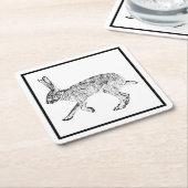 Southwestern Jackrabbit Black and White Rechteckiger Pappuntersetzer (angewinkelt)