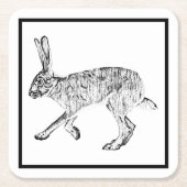 Southwestern Jackrabbit Black and White Rechteckiger Pappuntersetzer (Vorderseite)