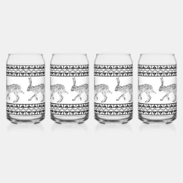 Southwestern Jackrabbit Black & White Geometric Dosenglas