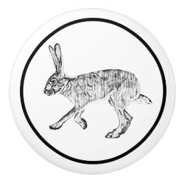 Southwestern Jackrabbit Design Schwarz-Weiß Keramikknauf